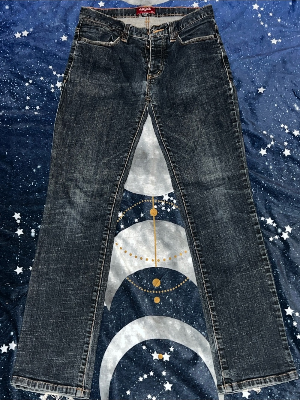 Ag Adriano Goldschmied Dark Blue Denim Jeans with Orange Stitching